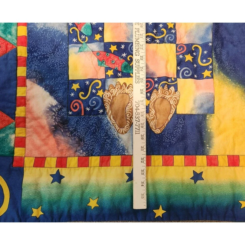 Handmade Sleeping Teddy Bear Quilt 37x 32